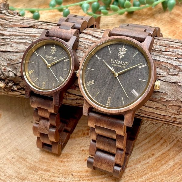 EINBAND Reise Walnut & Gold クルミ 木製腕時計 40mm