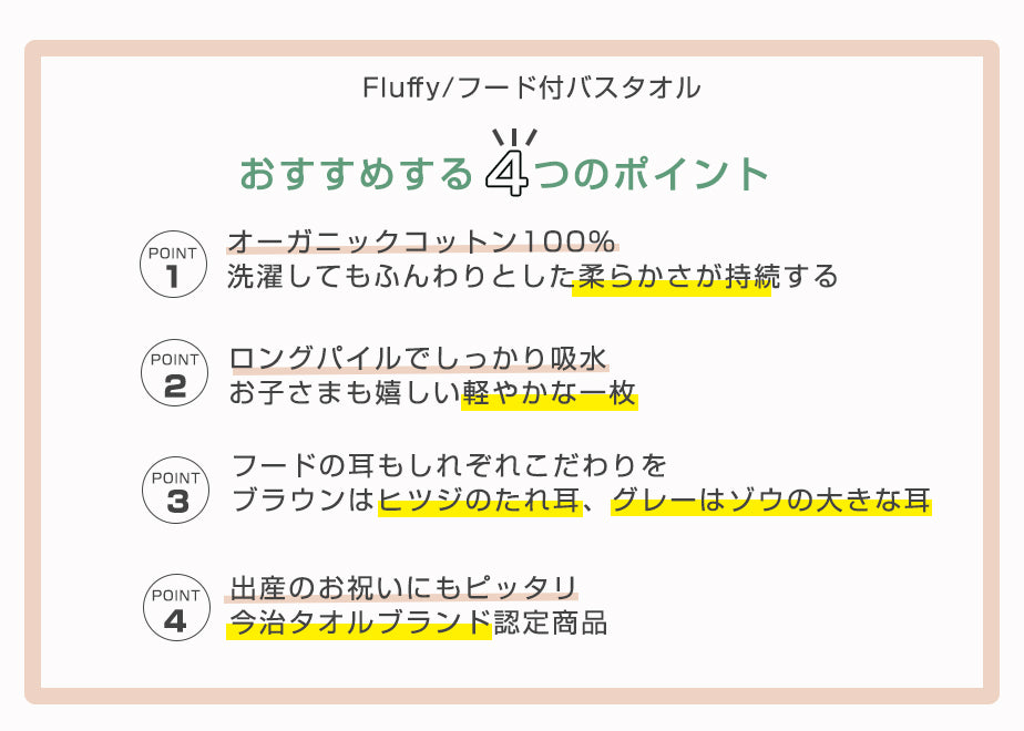 フラッフィー ギフトセット フード付バスタオルとハンカチ2点セット