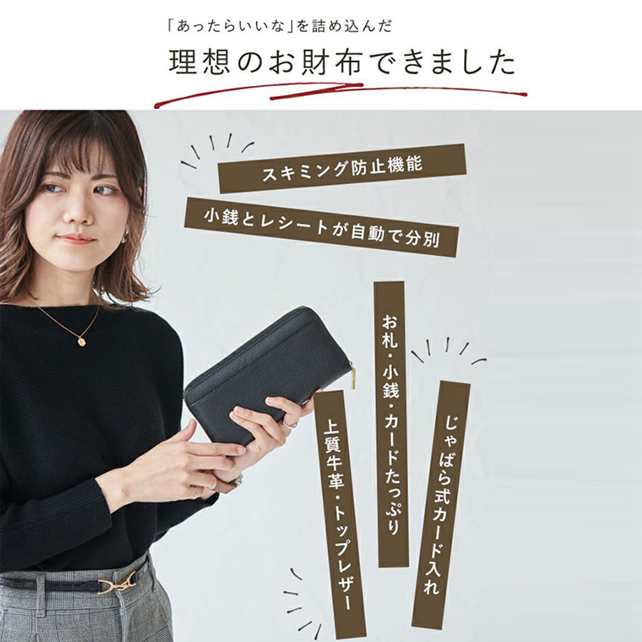 スキミング防止機能搭載! LIZDAYS/リズデイズ コインスルー本革長財布