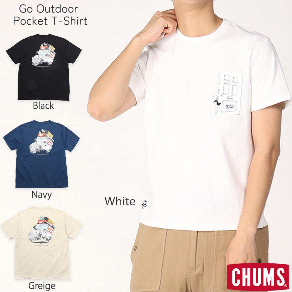 ゴーアウトドアポケットTシャツ Go Outdoor Pocket T-Shirt CHUMS チャムス CH01-2348 バックプリント 半袖 トップス  アウトドア キャンプ フェス メンズ レディース ユニセックス 国内正規 2024SS – ナチュラルハイオンラインストア