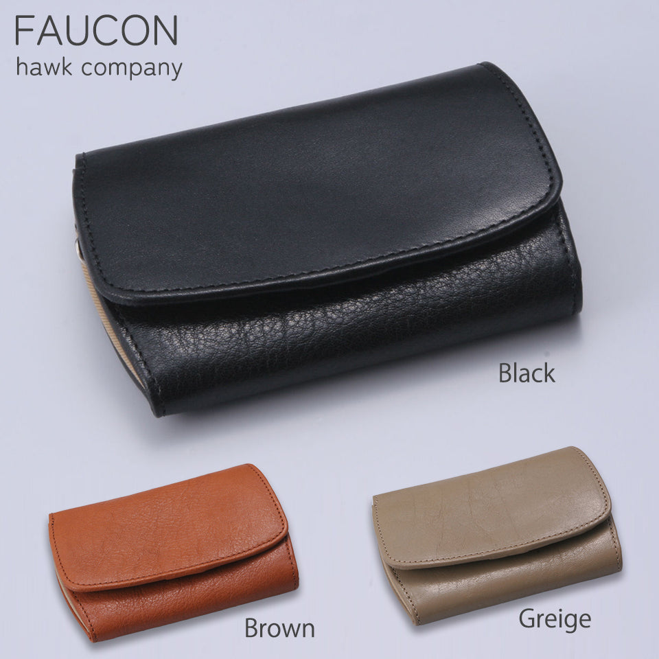 Hawk Company本皮コンパクト二つ折り財布 FAUCON 3459 メイン画像 カラーブラック/ブラウン/グレージュ
