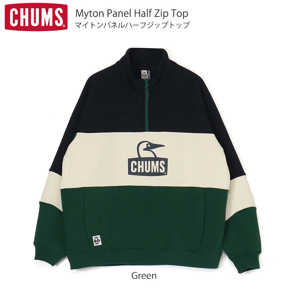 CHUMS マイトンパネルハーフジップトップ Grenn