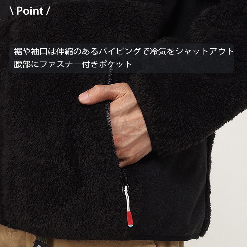 Point画像 裾や袖口は伸縮のあるパイピングで冷気をシャットアウト腰部にファスナー付きポケット