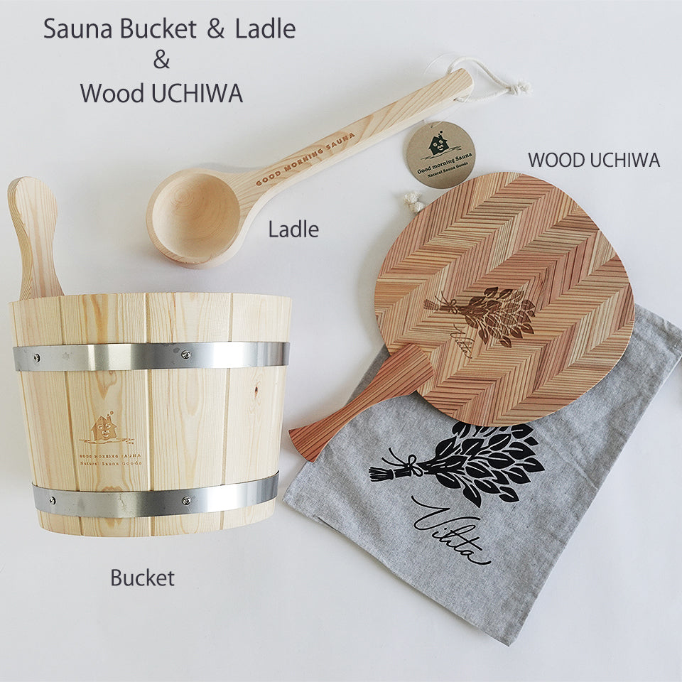 Sauna Buket&Ladle Wood UCHIWA