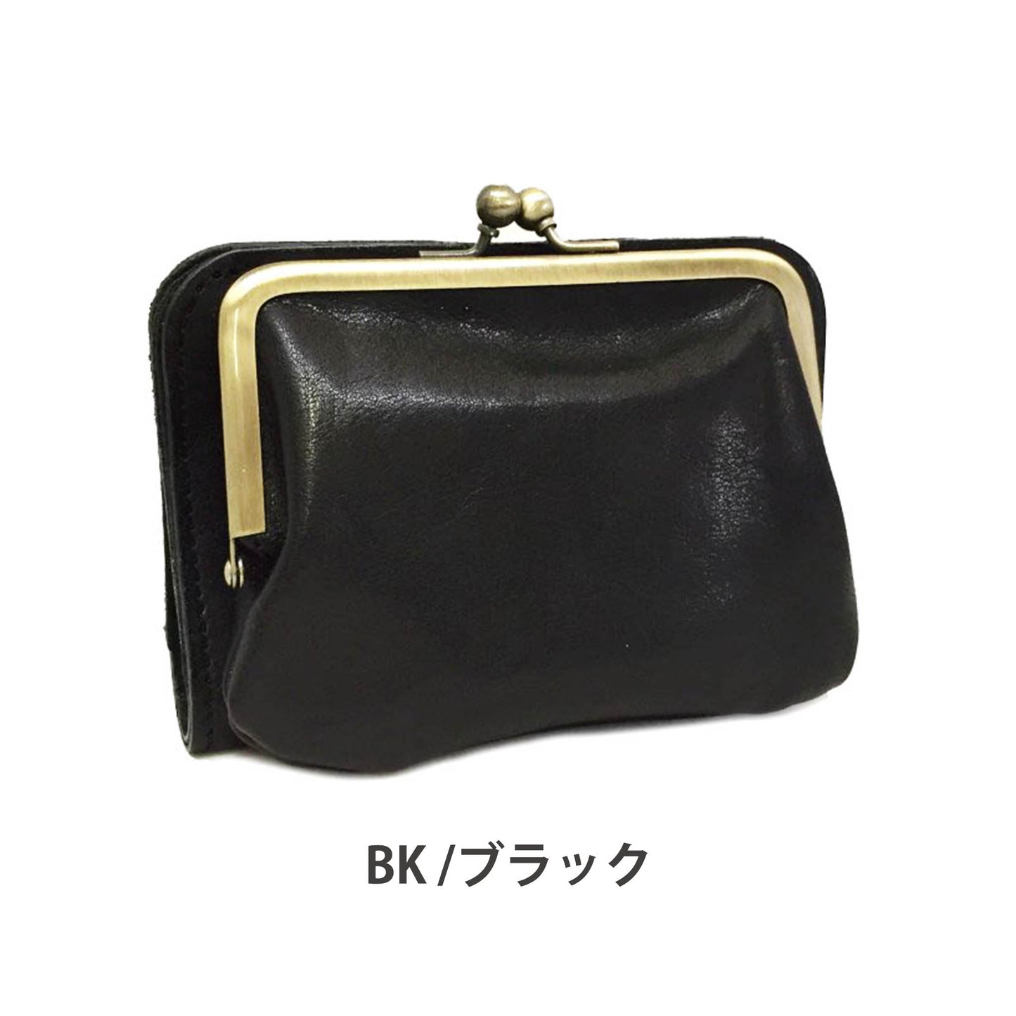LIL1201 がま口タイプ2つ折り財布 BKブラック