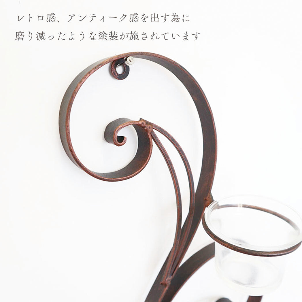 【メーカー直送】アイアン製ウォールアート アンティーク調 3カップ壁掛けフラワーベース 一輪挿し