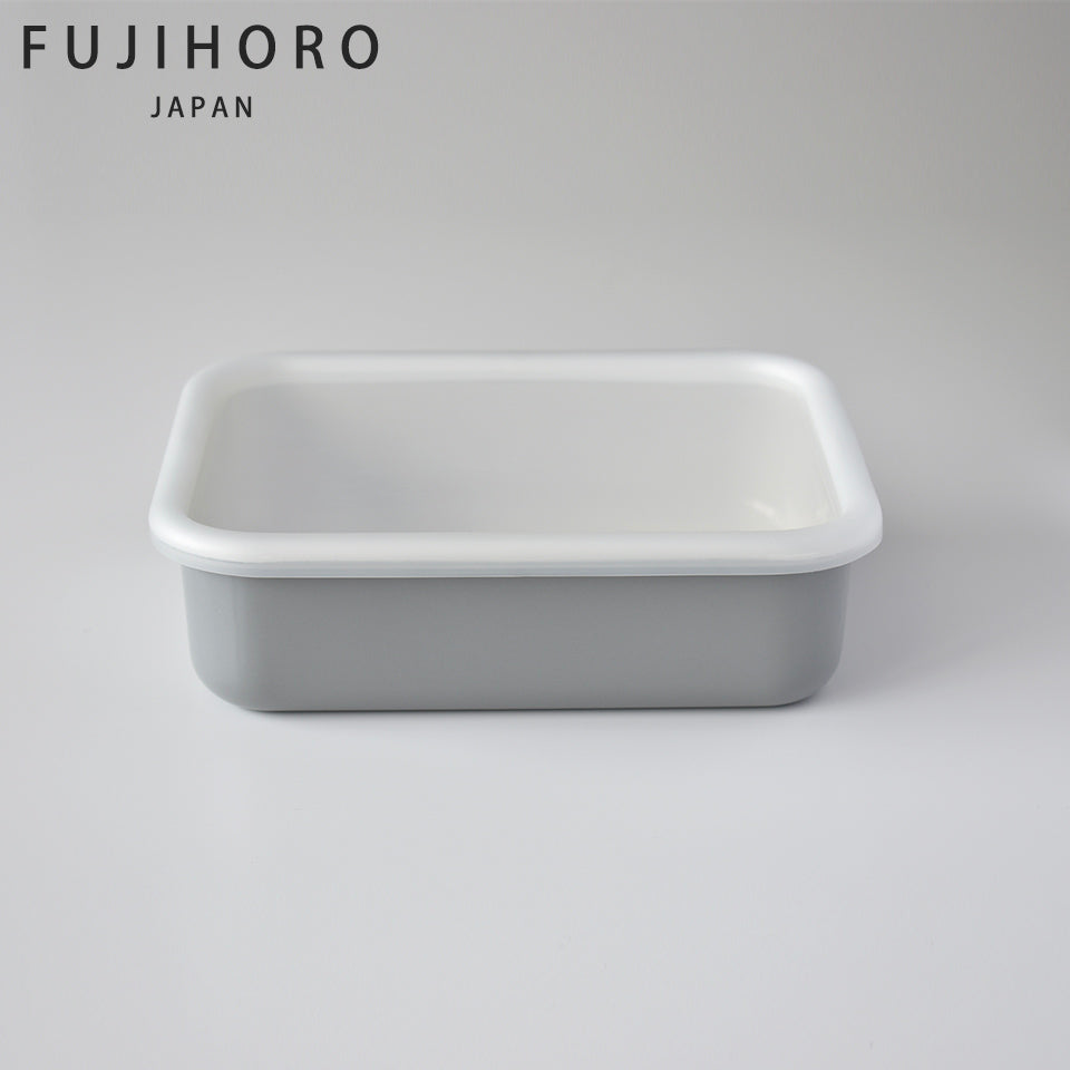 fujihoro (富士ホーロー)コットンシリーズ 浅型角容器 S M L 3サイズ ライトグレー