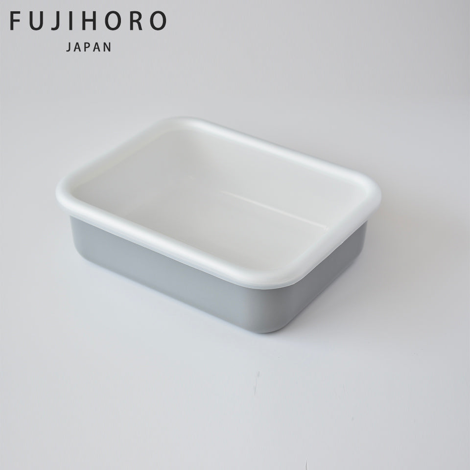 fujihoro (富士ホーロー)コットンシリーズ 浅型角容器 S M L 3サイズ ライトグレー