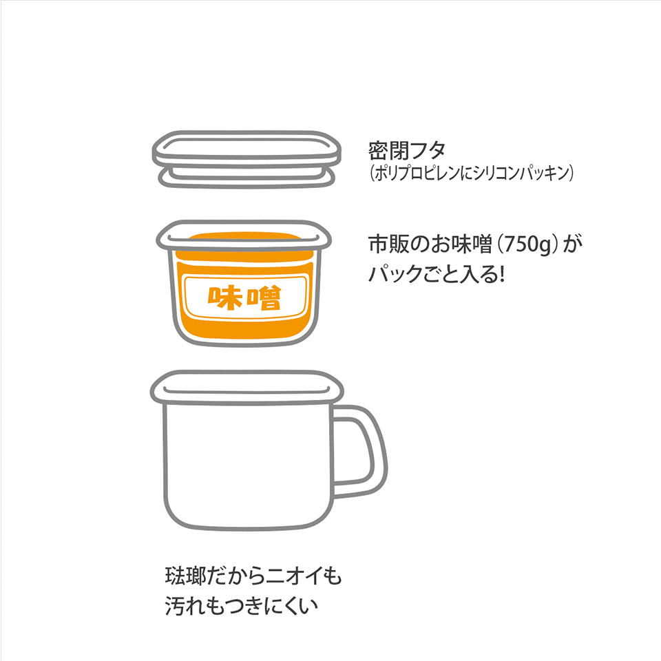 fujihoro (富士ホーロー)角型みそポット 1.5L N-KP 味噌ポット