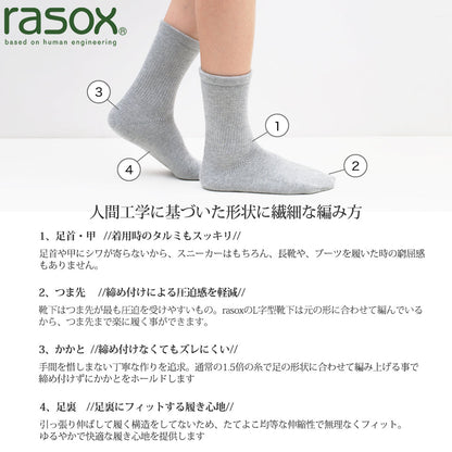 rasox ラソックス スポーツ・アンクル L字型靴下 720 グレー×ネイビー