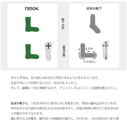 rasox ラソックス スポーツ・アンクル L字型靴下 640 ブラウン×パープル