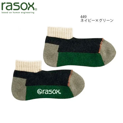 rasox ラソックス スポーツ・アンクル L字型靴下 449 ネイビー×グリーン