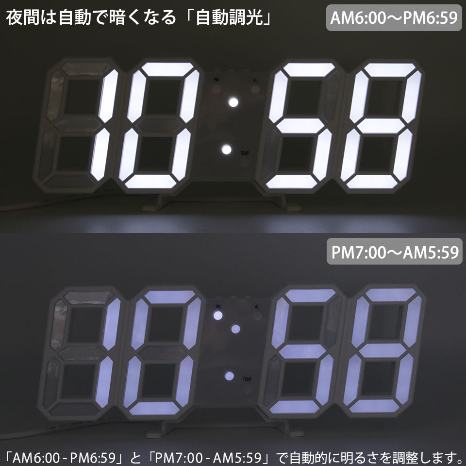 夜間は自動で暗くなる「自動調光」