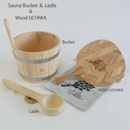 Sauna Bucket＆Ladle Wood UCHIWA