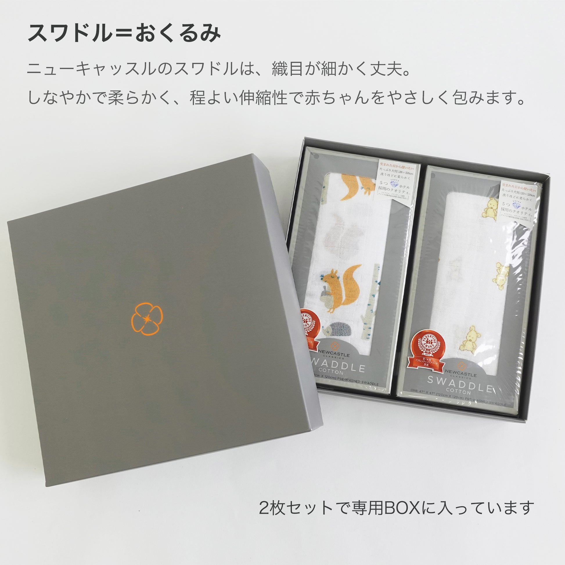 ニューキャッスル コットンスワドル おくるみ2枚セット 専用BOX