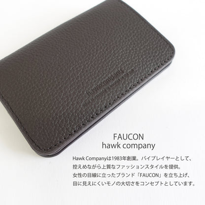 HAWK COMPANY FAUCON 7255 本革レザー2ルーム名刺入れ ブランドロゴとレザーの風合い