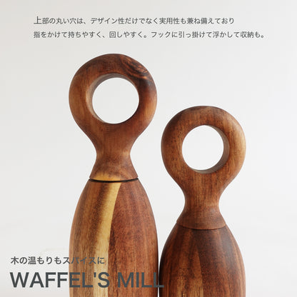 WAFFEL'S MILL 高品質なアカシアのミル　上部丸い穴はフックひっかけ可能