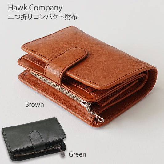 Hawk Company ホークカンパニー 高品質イタリアンレザー二つ折り財布 FAUCON 3455 ブラウン