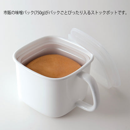 富士ホーロー 角型みそポット 1.5L N-KP 味噌ポット